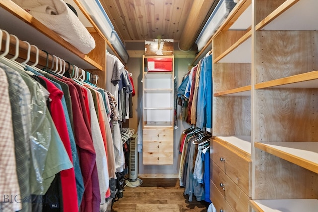 spacious closet featuring wood finished floors