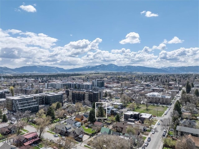 birds eye view of property featuring a mountain view