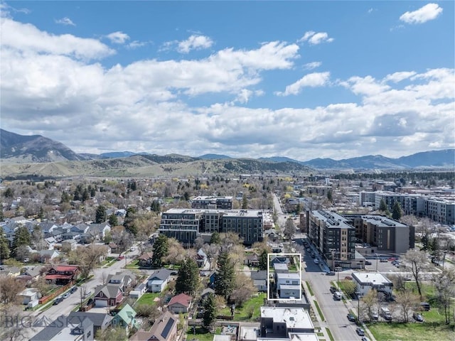 aerial view with a mountain view