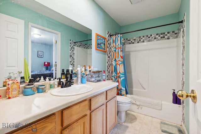 116 Michael Grove Ave, Bozeman, MT 59718 - ensuite bathroom with vanity, toilet, connected bathroom, and shower / bathtub combination with curtain