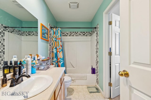 116 Michael Grove Ave, Bozeman, MT 59718 - full bathroom featuring vanity, toilet, shower / bathtub combination with curtain, and visible vents