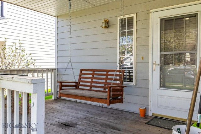 116 Michael Grove Ave, Bozeman, MT 59718 - wooden terrace with covered porch