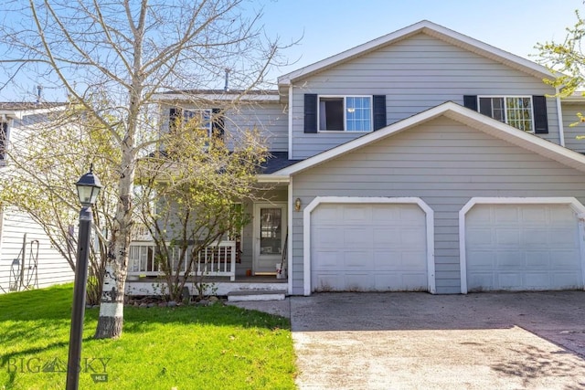116 Michael Grove Ave, Bozeman, MT 59718 - traditional home featuring concrete driveway, a front yard, covered porch, and an attached garage