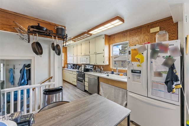 502 W Front St, Livingston, MT 59047 - kitchen featuring light countertops, stainless steel appliances, light wood-type flooring, and a sink