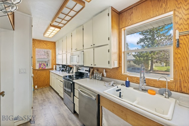 502 W Front St, Livingston, MT 59047 - kitchen with a sink, stainless steel appliances, a wealth of natural light, and light wood-style flooring