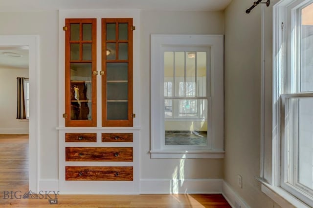 room details featuring baseboards and wood finished floors