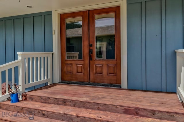 entrance to property with board and batten siding
