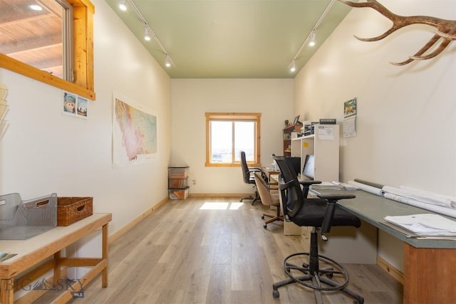 2 Dayspring Rd W, Sheridan, MT 59749 - office area with track lighting, light wood-type flooring, and baseboards