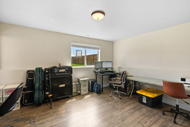 office area with wood finished floors