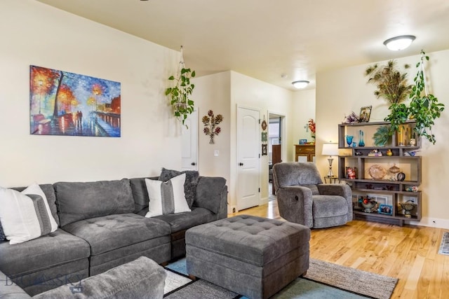 living room featuring light wood-style flooring