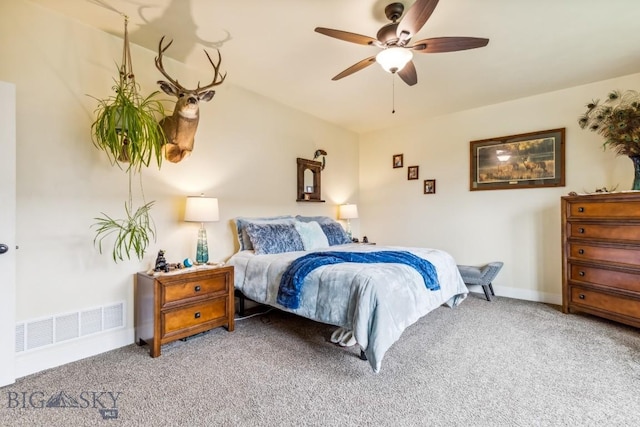 304 Farmall Ln, Manhattan, MT 59741 - bedroom with light colored carpet, baseboards, and ceiling fan