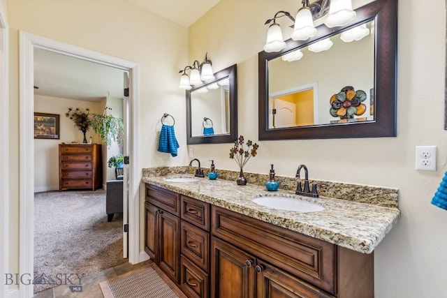 304 Farmall Ln, Manhattan, MT 59741 - full bathroom with double vanity and a chandelier