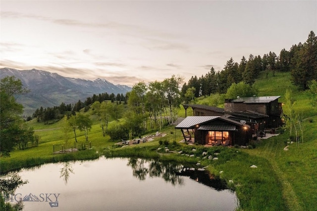 exterior space with a mountain backdrop