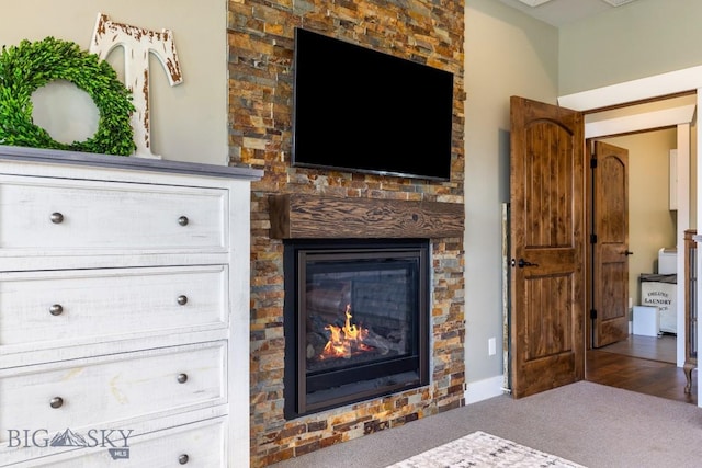 754 Milestone Dr, Belgrade, MT 59714 - carpeted living room with a fireplace