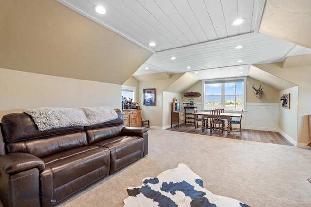 754 Milestone Dr, Belgrade, MT 59714 - carpeted living area with recessed lighting, vaulted ceiling, and baseboards