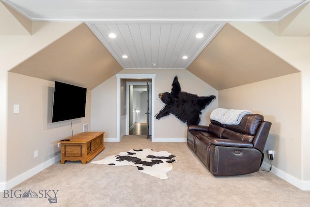 754 Milestone Dr, Belgrade, MT 59714 - living area featuring recessed lighting, lofted ceiling, carpet flooring, and baseboards