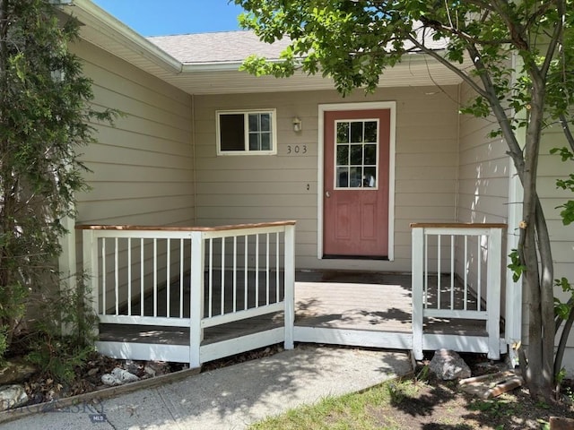 303 Treasure, Bozeman, MT 59718 - view of exterior entry with roof with shingles