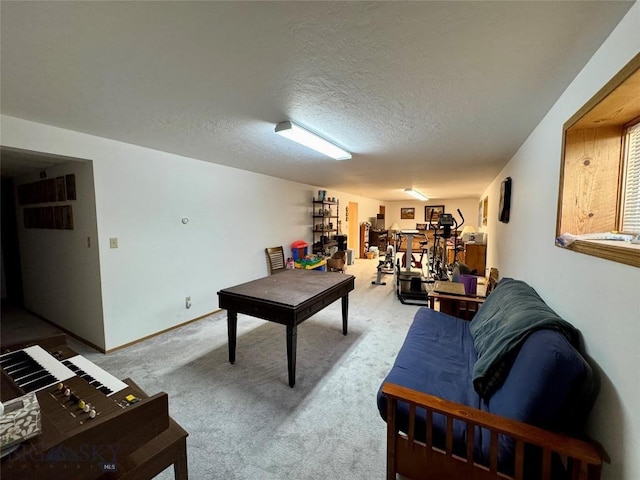105 Country Club Ln, Butte, MT 59701 - playroom featuring a textured ceiling, light colored carpet, and baseboards