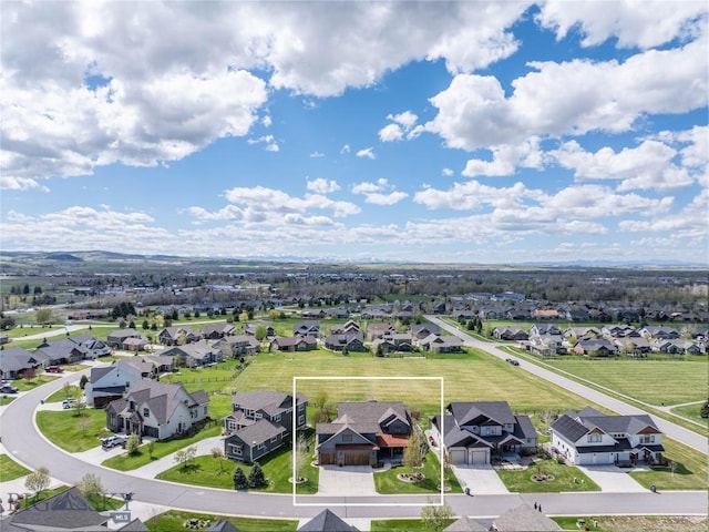 aerial perspective of suburban area with property boundaries highlighted