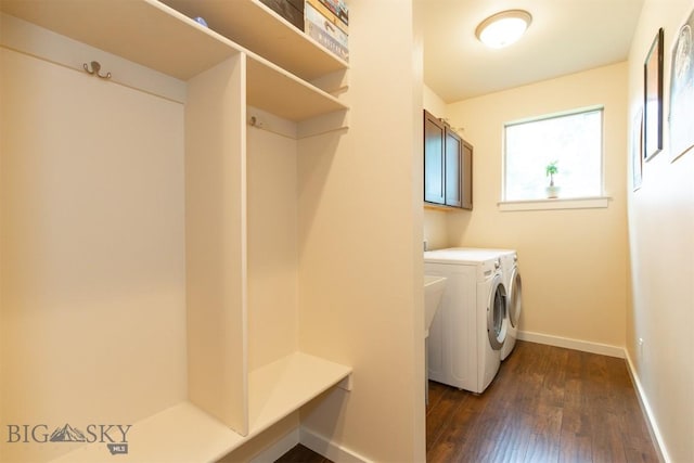 13 Ramshorn Peak Ln, Bozeman, MT 59718 - laundry room with washer and dryer and dark wood-style floors