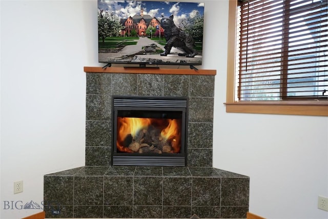 detailed view of a fireplace