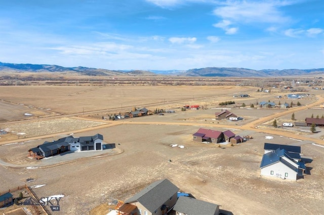 overview of rural landscape with a mountain backdrop and a desert landscape