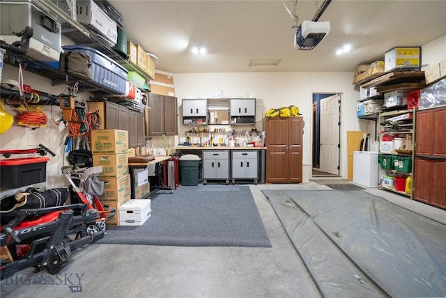 garage with a garage door opener