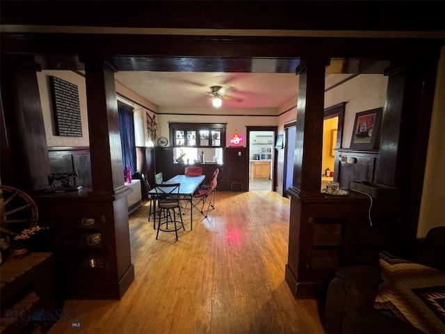 1100 Caledonia St, Butte, MT 59701 - dining room with wood finished floors and ceiling fan