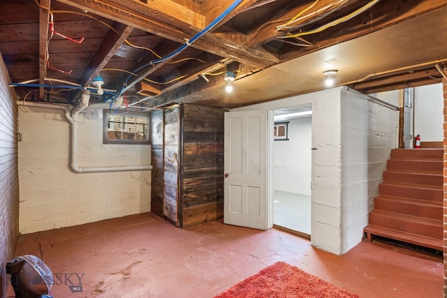 unfinished below grade area with stairway
