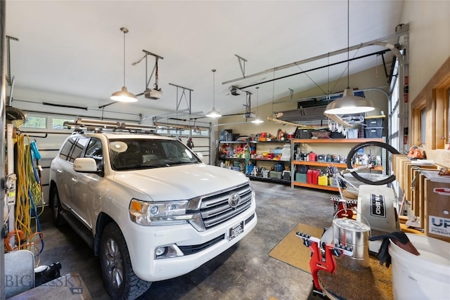 garage with a garage door opener