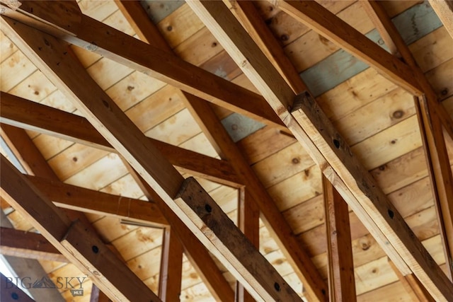 detailed view of beam ceiling and wooden ceiling