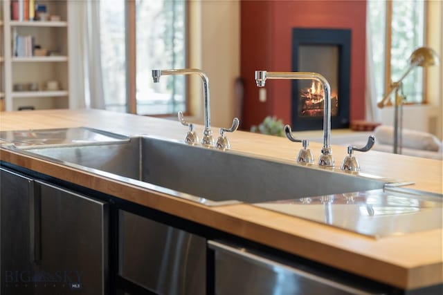 kitchen featuring a sink, light countertops, and healthy amount of natural light