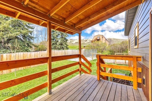 deck with a mountain view