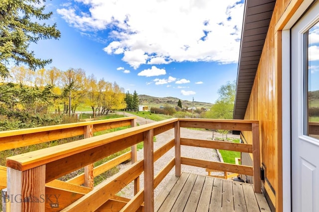 deck featuring a mountain view