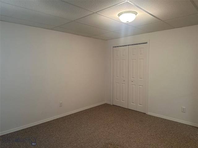 2921 Mammoth, Butte, MT 59701 - empty room featuring carpet, a paneled ceiling, and baseboards