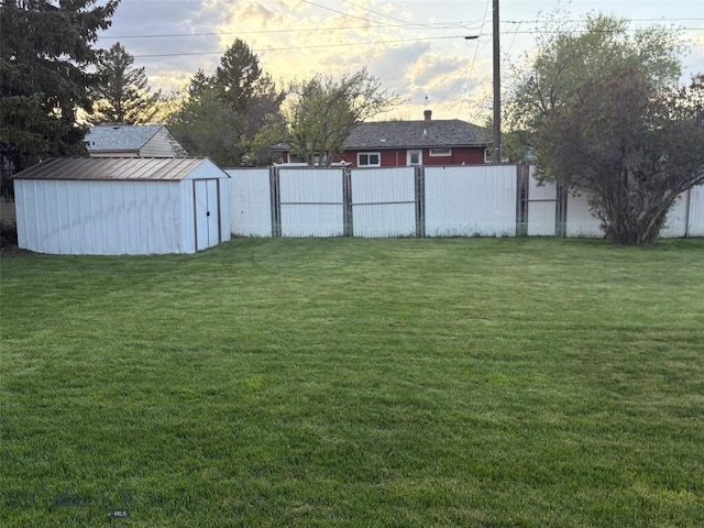 view of yard with a storage unit and an outdoor structure
