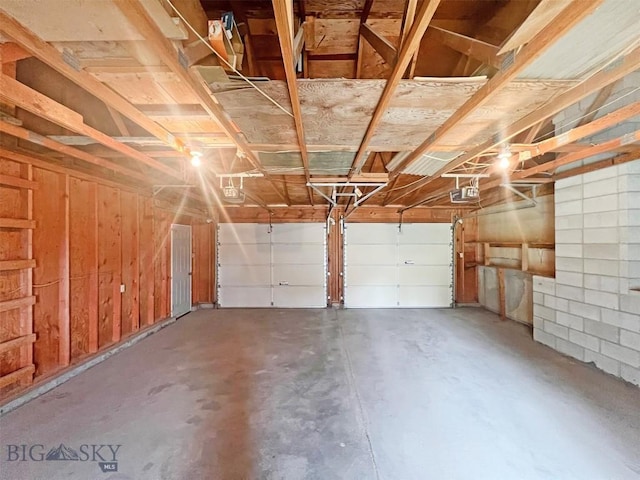 garage with a garage door opener