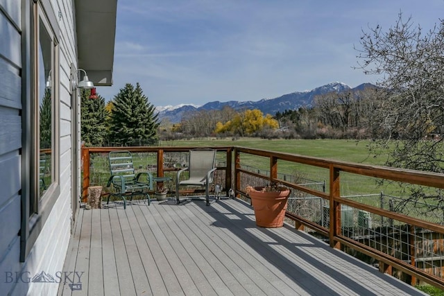 1816 S Rouse, Bozeman, MT 59715 - wooden terrace with a mountain view and a yard
