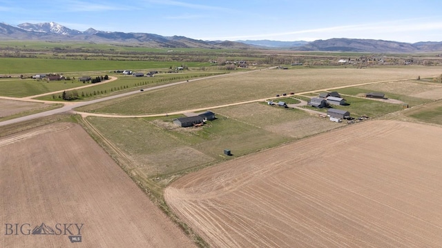 overview of rural landscape with a mountain backdrop
