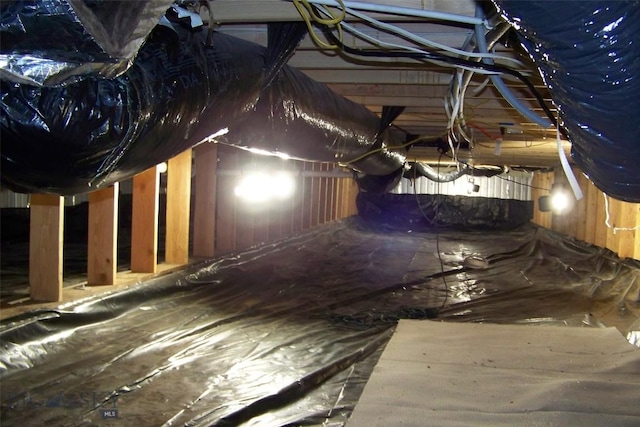 view of unfinished attic