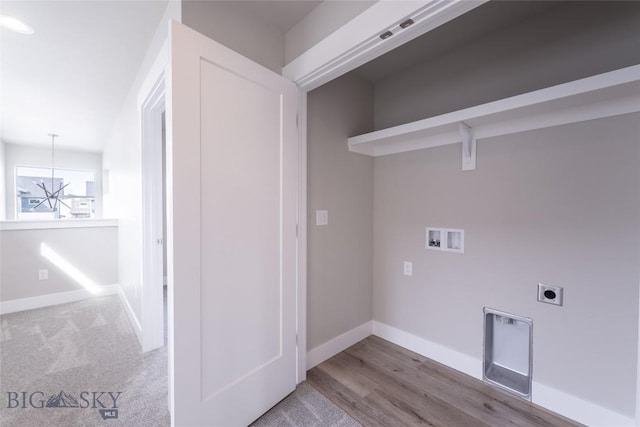 440 Meriwether Ave, Bozeman, MT 59718 - laundry area with hookup for an electric dryer, washer hookup, baseboards, and wood finished floors