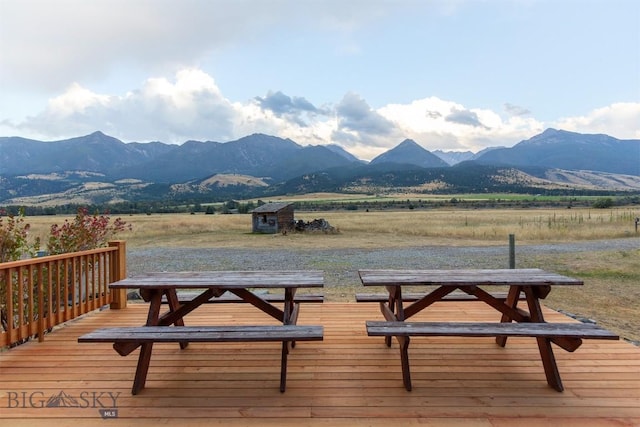28 Loch Leven Rd, Livingston, MT 59047 - deck featuring a mountain view and a view of rural / pastoral area