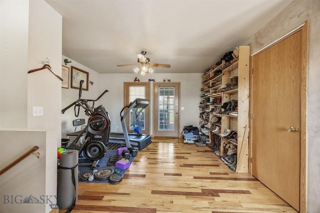 517 W Daly, Walkerville, MT 59701 - workout area featuring light wood-style floors and ceiling fan