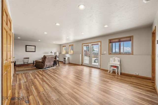 517 W Daly, Walkerville, MT 59701 - living room with french doors, light wood-type flooring, recessed lighting, and baseboards