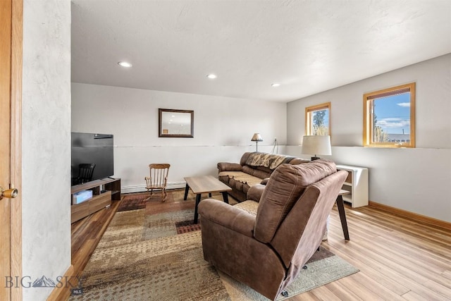 517 W Daly, Walkerville, MT 59701 - living room featuring wood finished floors, recessed lighting, and baseboards