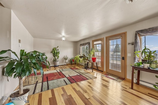 517 W Daly, Walkerville, MT 59701 - sitting room with wood-type flooring, baseboards, and a baseboard heating unit