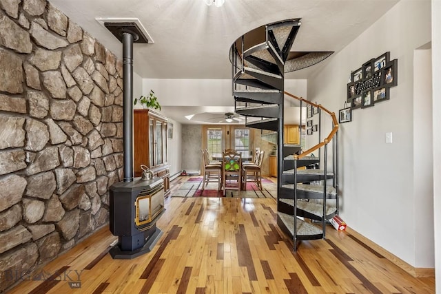 517 W Daly, Walkerville, MT 59701 - hall with stairway, light wood-style floors, and baseboards