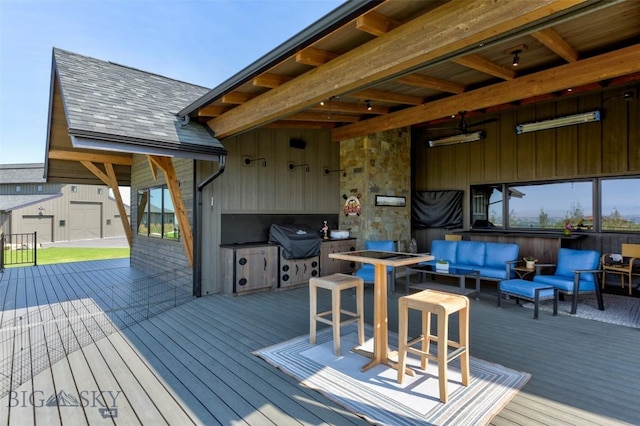 419 Upper Autumn Ridge Rd, Bozeman, MT 59715 - wooden terrace featuring outdoor lounge area and area for grilling