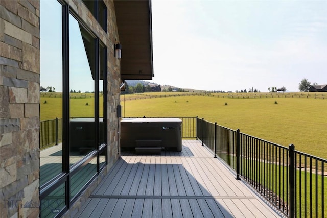 419 Upper Autumn Ridge Rd, Bozeman, MT 59715 - deck featuring a hot tub and a rural view