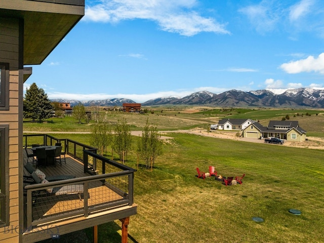 20 Prairie Falcon Ln, Belgrade, MT 59714 - view of home's community with a deck with mountain view, a lawn, and a view of countryside